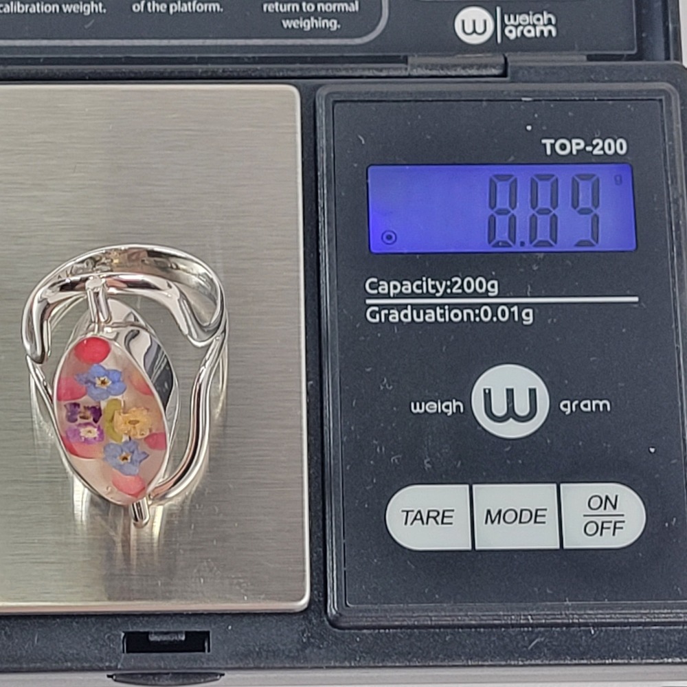 Vintage Mexico 925 Ring Sterling Silver Spinner Abalone &‎ Floral Resin Sz 11.25 - Picture 11 of 12